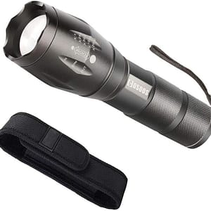 Linterna LED Táctica COSOOS 1000 Lúmenes – 5 Modos con Zoom y Funda para Cinturón