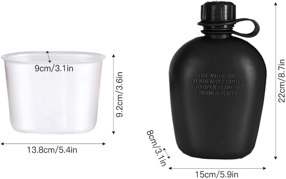 Kit de Cantimplora 3 Piezas con Taza de Aluminio Hidratación para Aire Libre y Supervivencia - 2