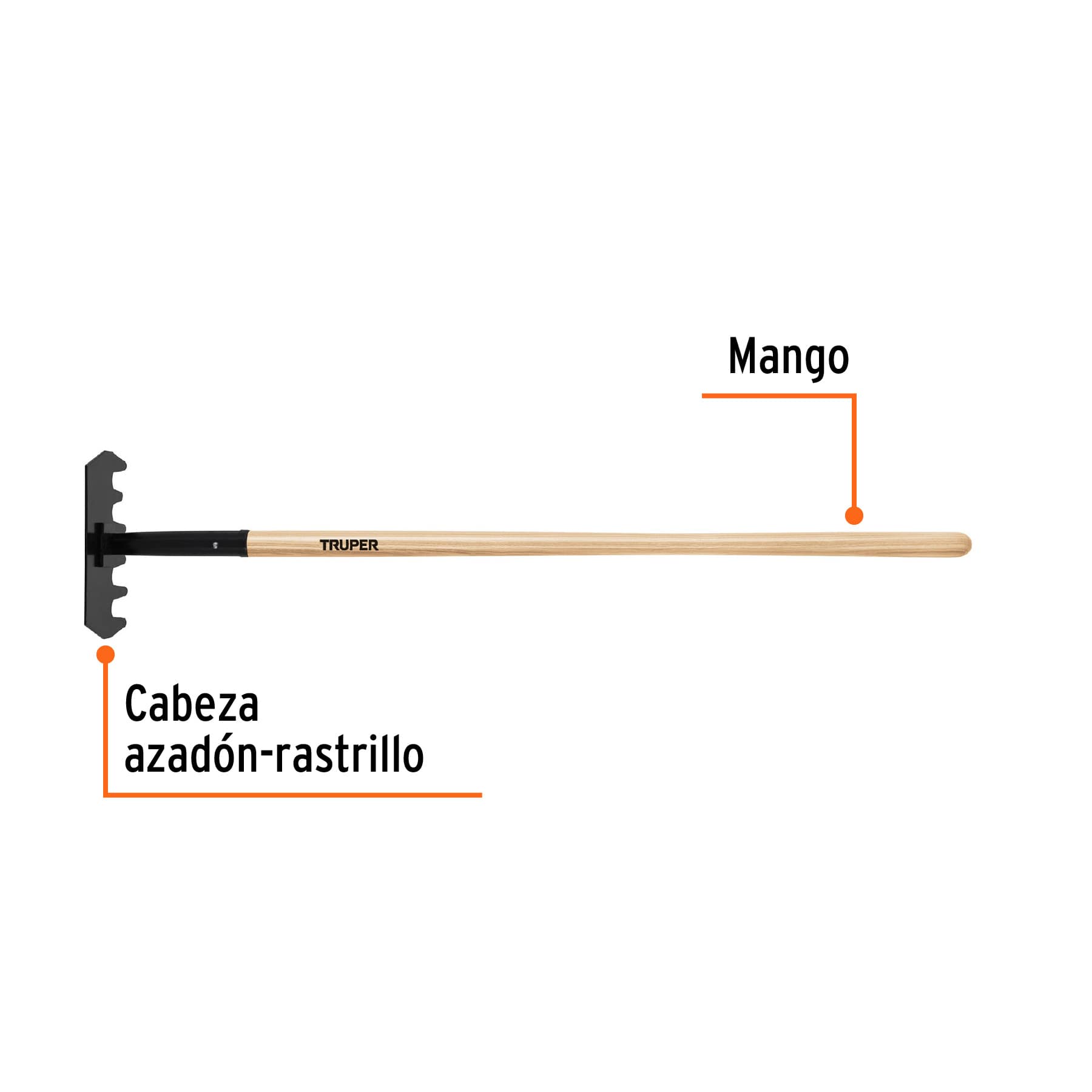 Rastrillo McLeod Truper – 2 en 1 con Azadón – Mango de Madera de 48” - 4